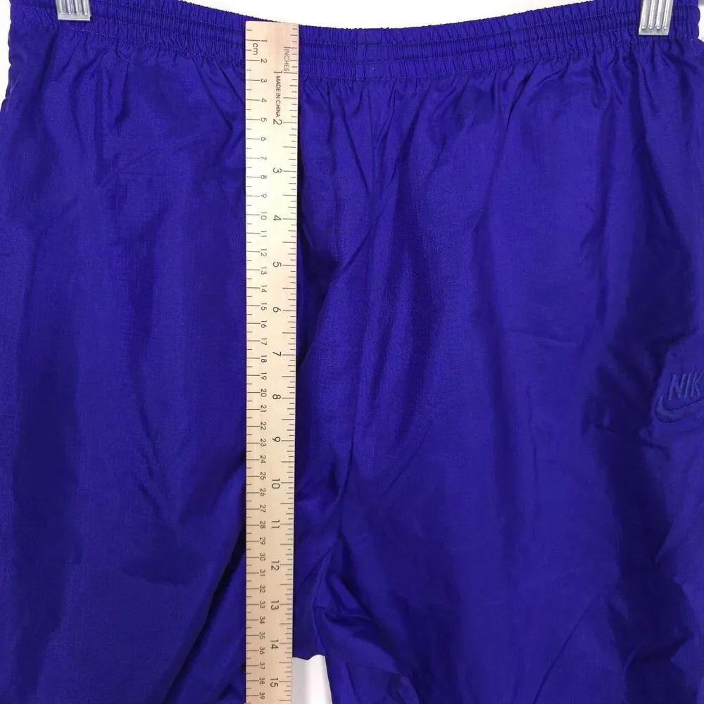 NIKE VINTAGE Track Pants LARGE S20509 BUS Ankle Zip Elastic Hem‎ Blue Nylon 90’s